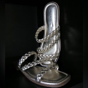 Elegant Silver Braided Women's Sandals